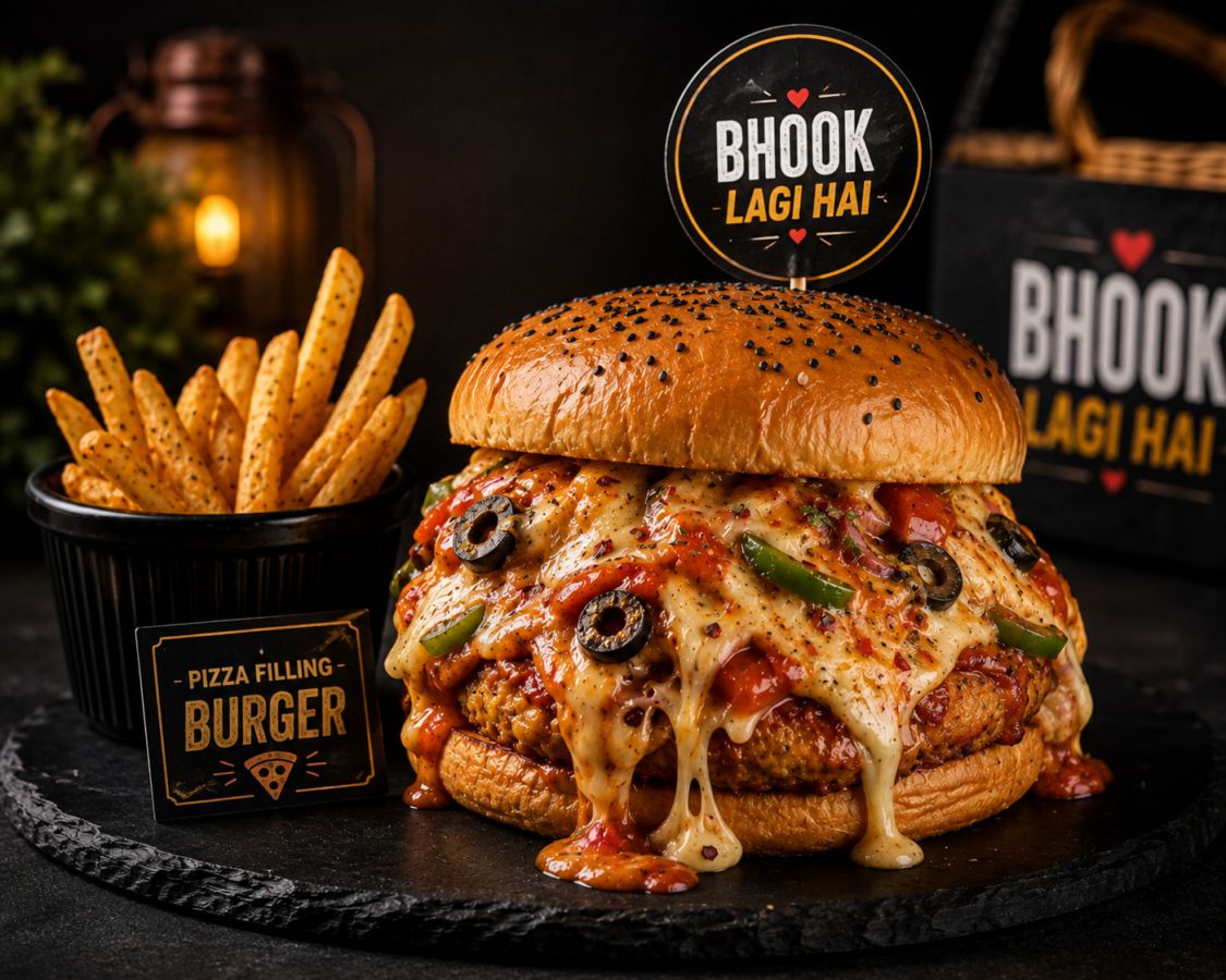 Pizza filling burger