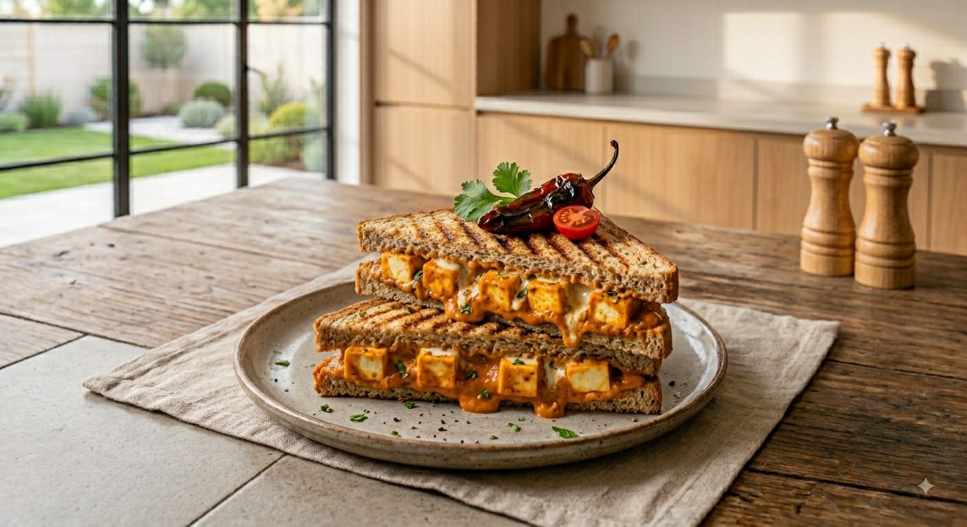 Paneer makhani grill sandwich